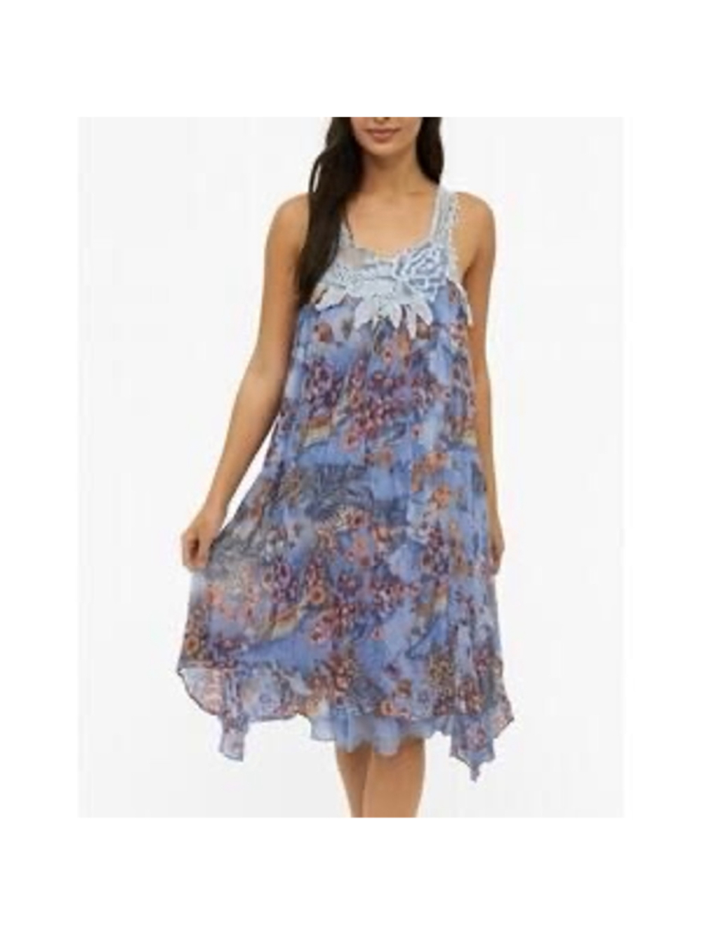 Pretty Angel Vtg Y2K Silk Fairy Ethereal Mini Dress Tunic Top Purple Blue XL